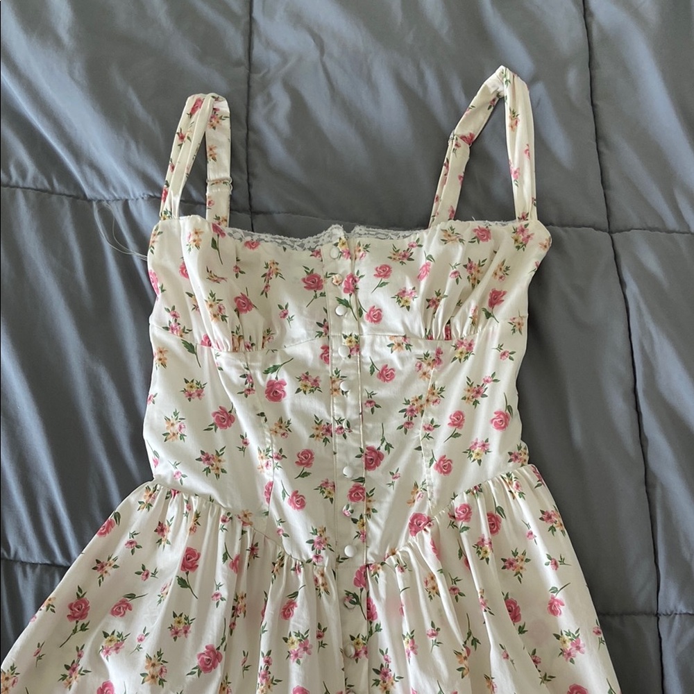 House of CB Floral Midi Dress - Cream and Pink